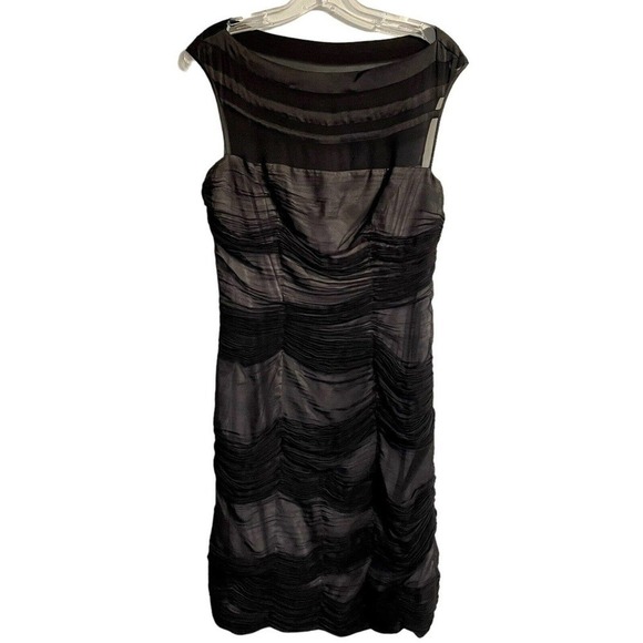 RUCH Cocktail Dress Black Ruched Bodycon Small 100% Silk Sleeveless Line… - Picture 1 of 9
